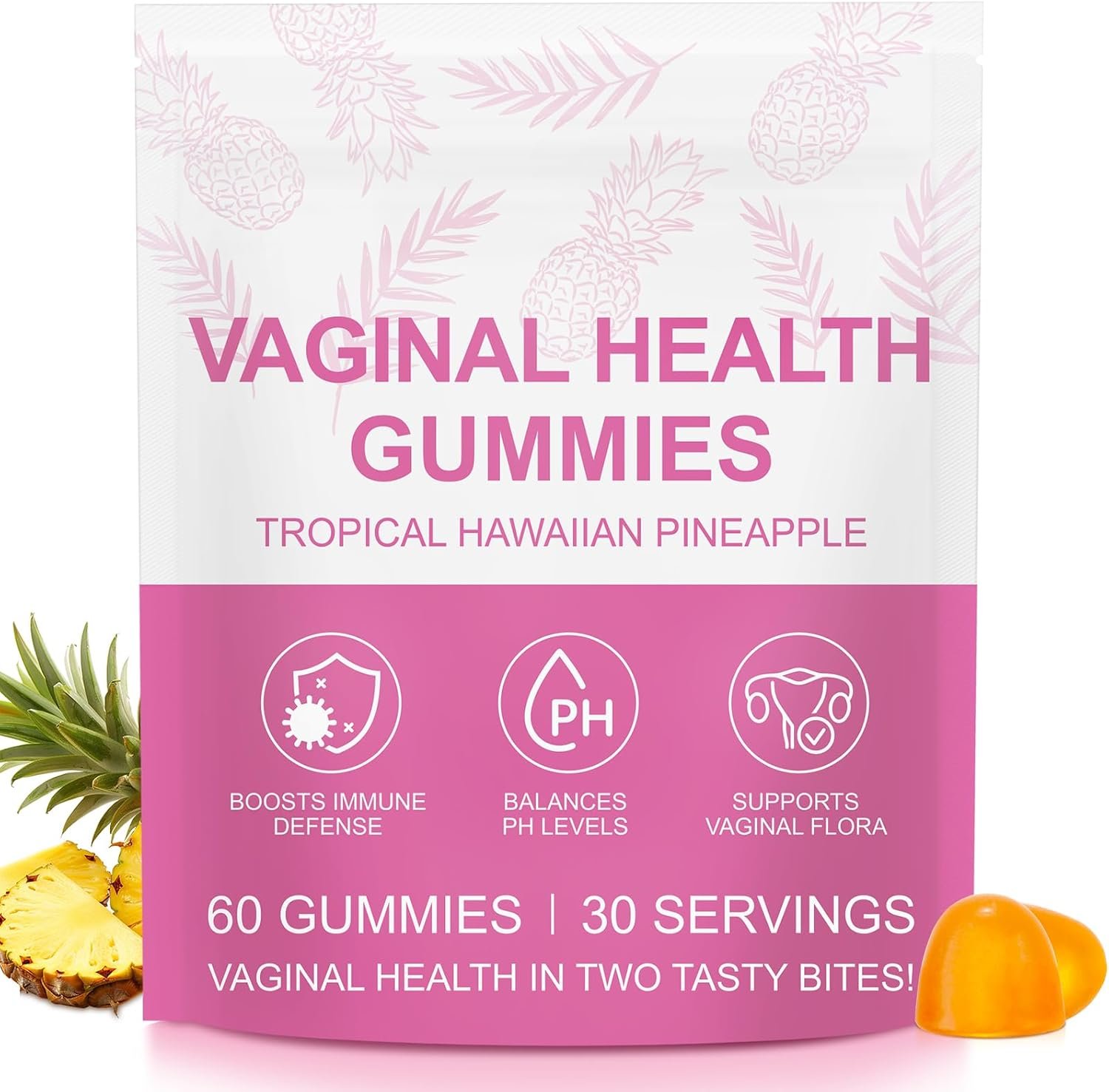 60 PCS Vital Vaginal Probiotics Source Feminine Gummies PH Balance for Women Feminine Balance Gummies Womens Vaginal Health Supplement