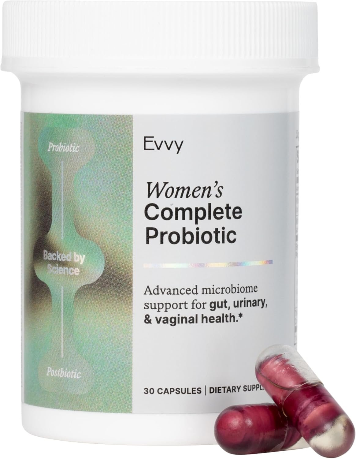 Evvy Women’s 3-in-1 Complete Probiotic I Daily Probiotic Supplement to Reduce Bloating I Supports Gut, Urinary & Vaginal Health | Includes Vaginal Probiotics for Feminine Care | 30 Day Supply