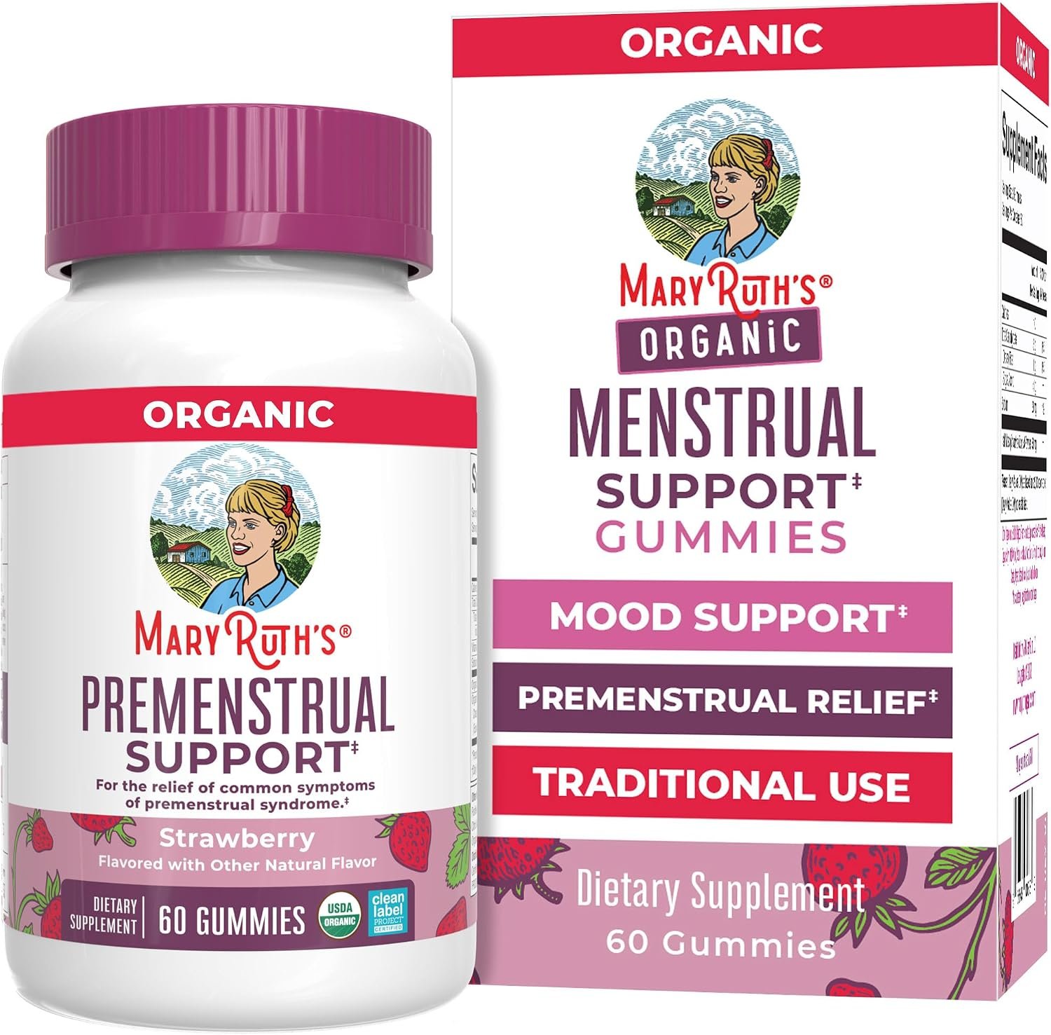 MARYRUTH’S Organic Menstrual Support Gummies for the Relief of Common Symptoms of Premenstrual Syndrome | PMS Support | Premenstrual Mood Support | USDA Organic | Non-GMO | Vegan | 30 Servings