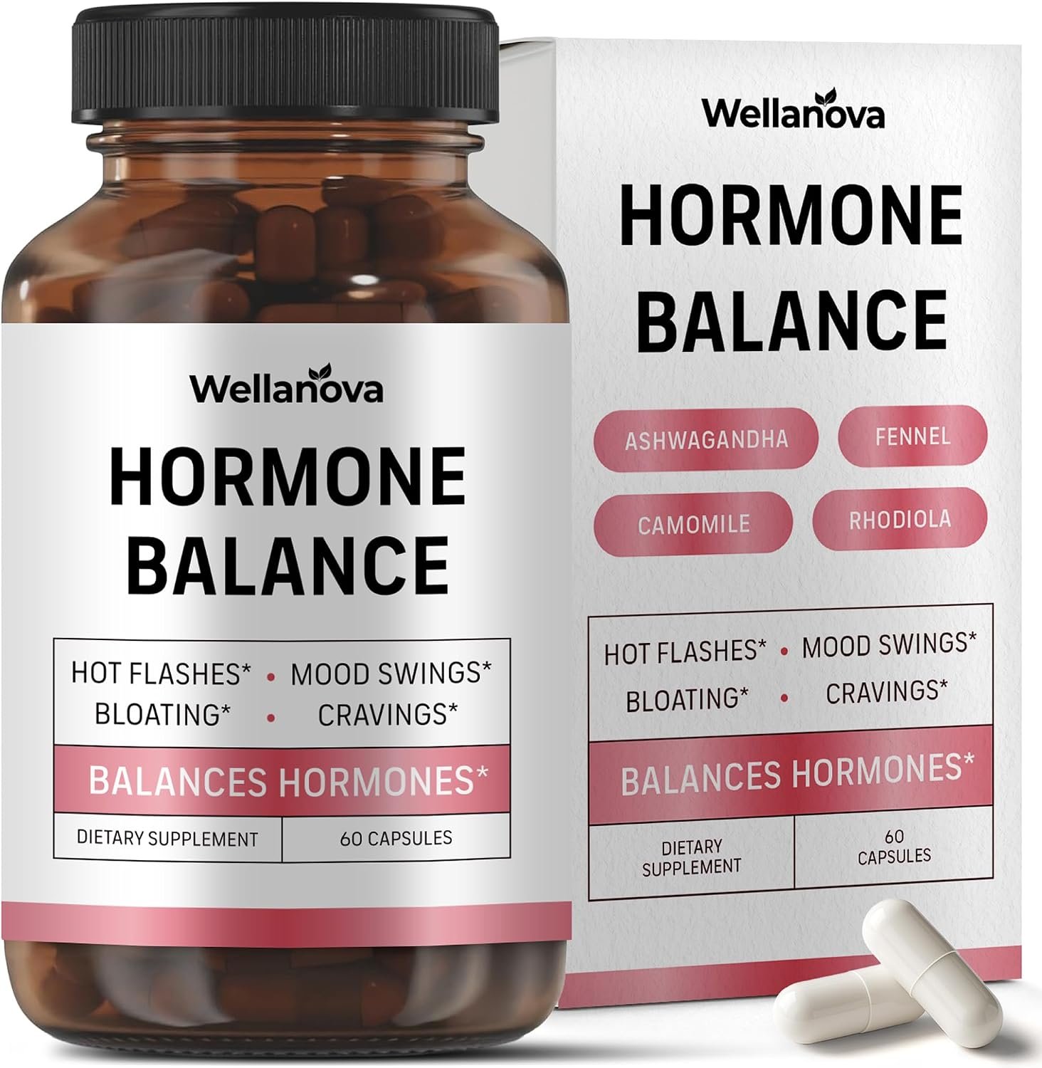 Hormone Harmony for Women – Natural Hormonal Balance Support for Menopause & Perimenopause – Hot Flashes, Mood Swings, Cravings, Bloating Relief – 60 Capsules