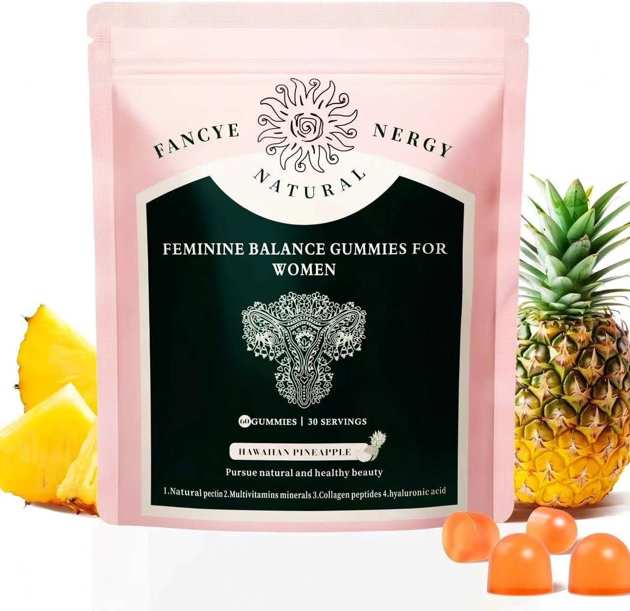 Vagina probiotics for Women Gummies Premium Feminine Balance Gummies for Women – Hawaiian Pineapple Gummies for Women ph,Immune Health – Gluten-Free with Vegetarian Friendly – Vitamin C – 60 Count