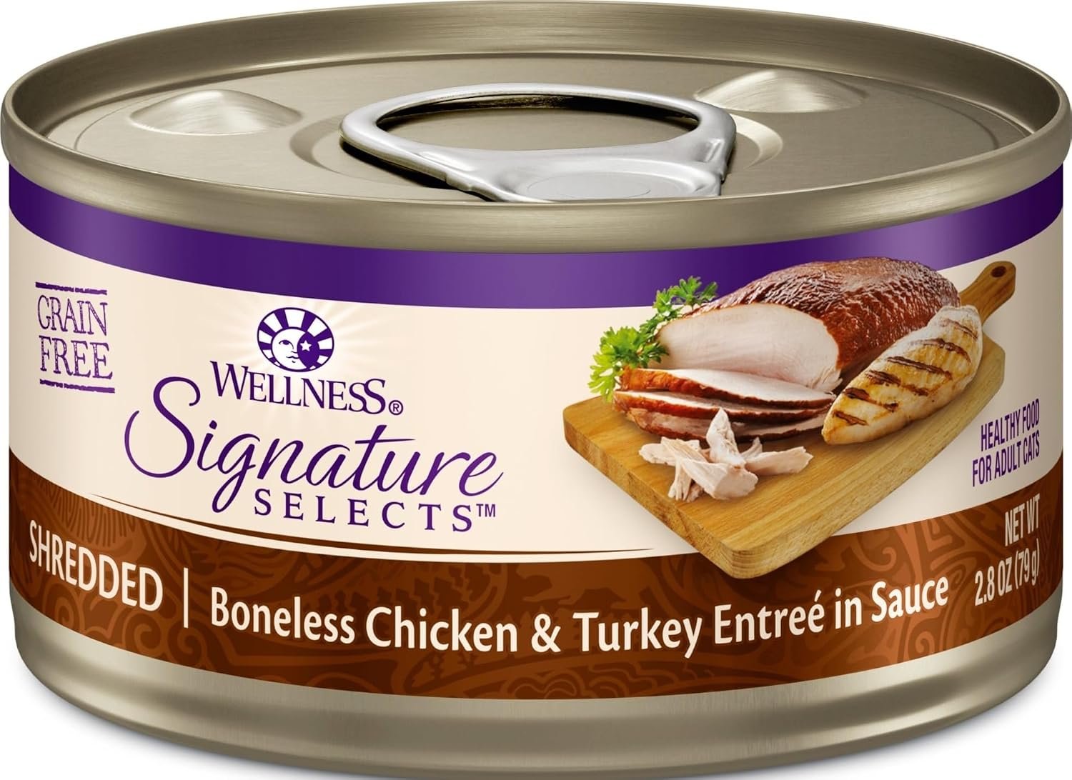 Wellness CORE Signature Selects Shredded Adult Canned Wet Cat Food, Natural, Protein Rich, Grain Free, Chicken and Turkey Entrée Recipe, 2.8 oz, Pack of 12 Cans
