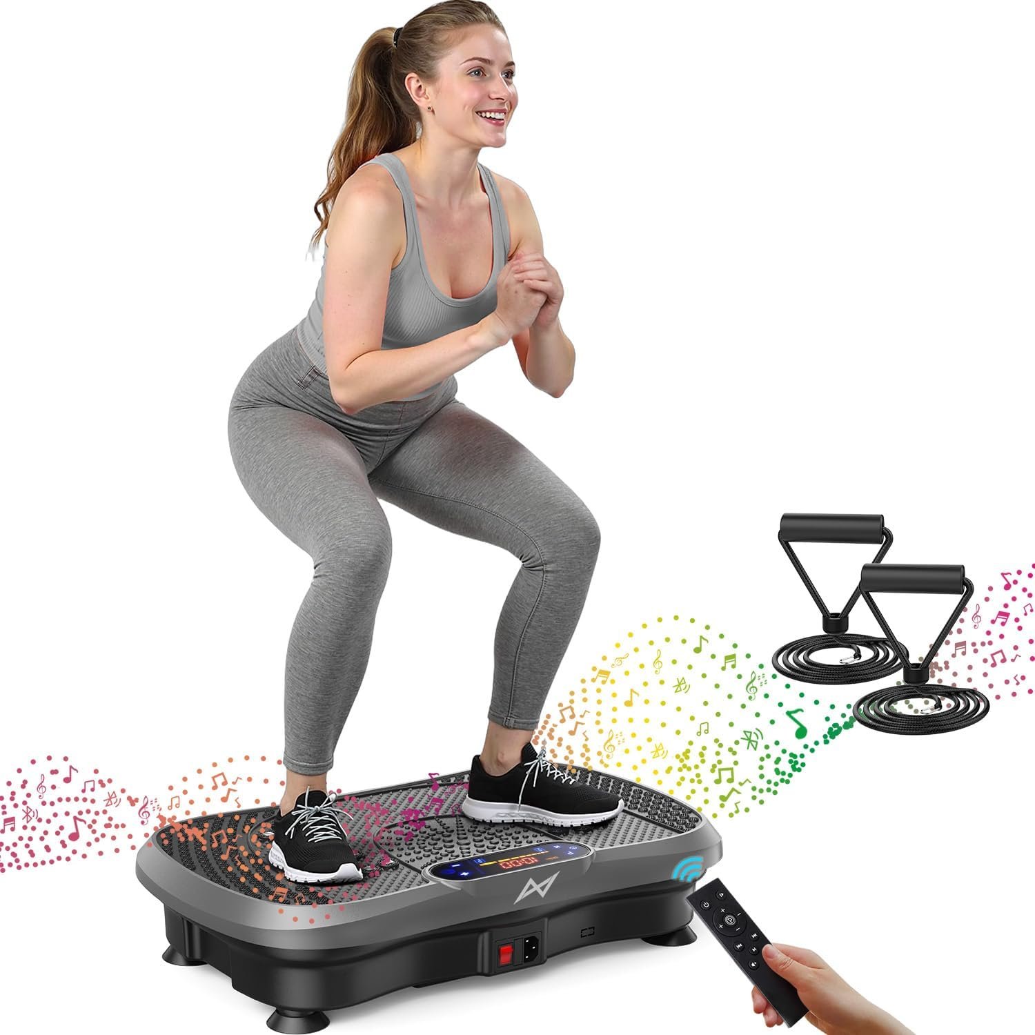 Vibration Plate Fitness Platform Exercise Machine Body Vibrating Board | Curved Design 120 Level 200W Powerful Linear Oscillating Whole Body Shake Plate for Lymphatic Drainage Recovery Body Toning