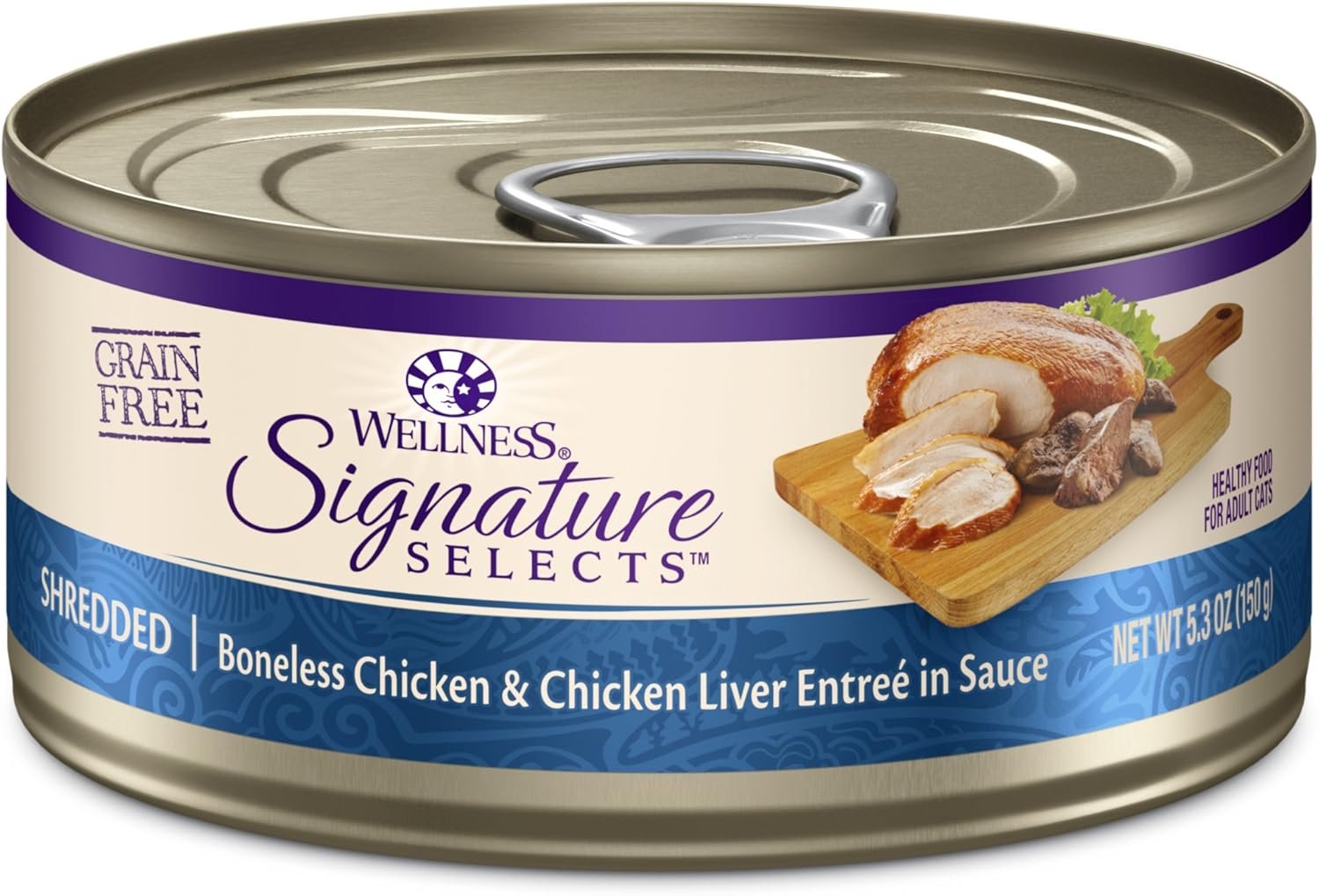 Wellness CORE Signature Selects Shredded Adult Canned Wet Cat Food, Natural, Protein Rich, Grain Free, Chicken Entrée Recipe, 5.3 oz, Pack of 12 Cans